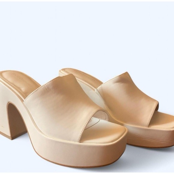 BCBGeneration Platform Sandals in nude/tan/cream color - Picture 1 of 6